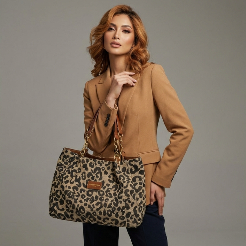 Olivia - Bolso de lona de leopardo