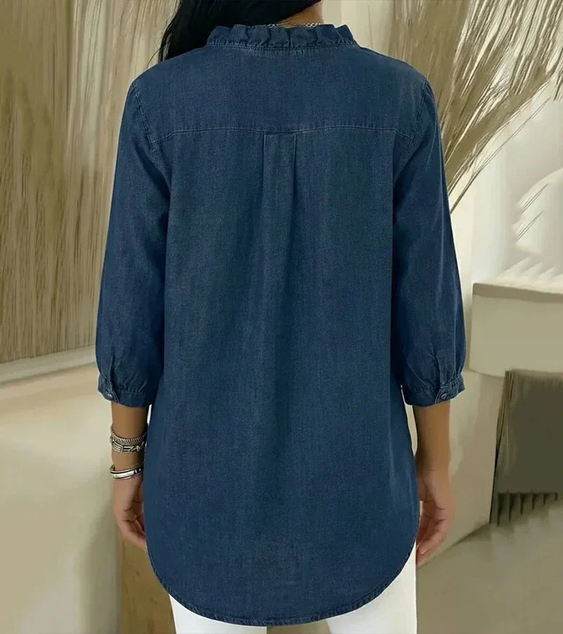 Lucía | Blusa denim fluida con cuello en V