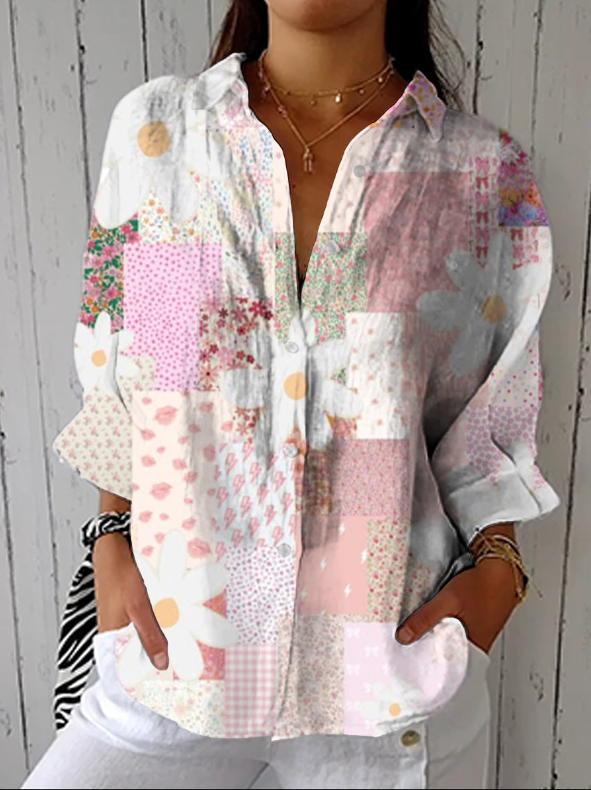 Fanny | Blusa de margaritas con patchwork