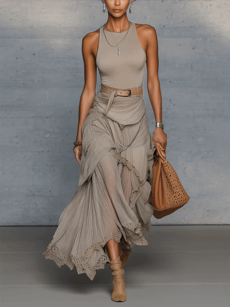 Lucía | Vestido largo de gasa ligero sin mangas