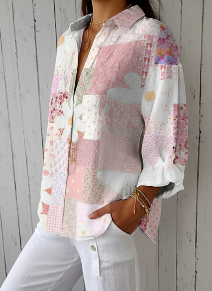 Fanny | Blusa de margaritas con patchwork